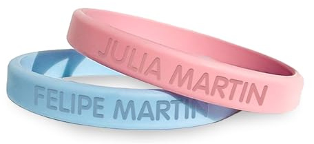 bienpegado – Paquete Dúo de 2 Pulseras SOS de Silicona para Niños, grabadas con nombre y teléfono – Impermeables, muy resistentes.