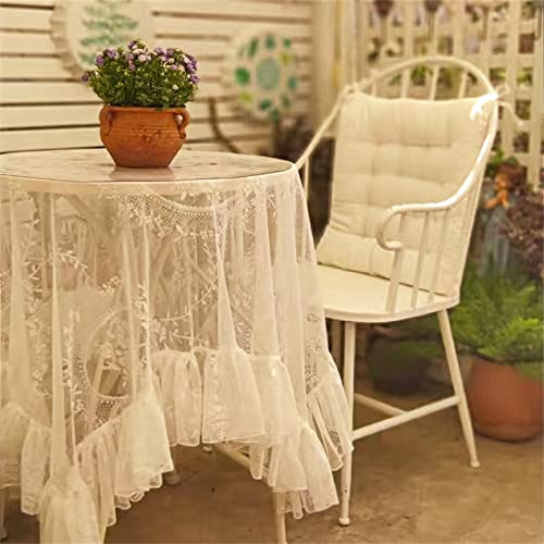 RAILONCH Spitzentischdecke,Weiße Spitze Tischdecke, Boho Dekor Spitzenauflage Vintage Blumen Stickerei Spitzeauflage für Haus Dekoration (100x140cm)