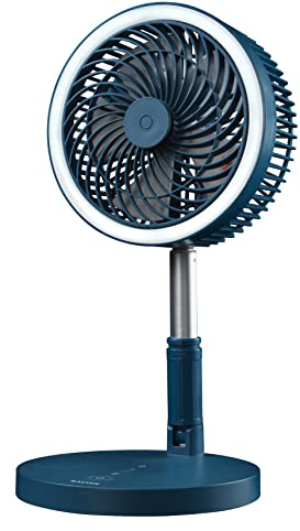 Salter EH3597BMOB Cordless LED Foldable Fan, Cordless, Wall Mounting Capability, Ideal for Wall, Desk & Floor, 4 Speed Settings, Rechargeable Battery, DC Motor, Ultra Quiet Operation, 9 W, Blue