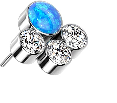Paula & Fritz® Push-In Aufsatz Tatze Silber Zirkonia Opal Titan-IUM Grade 23 Piercing Set Mehrfarbig Ohr-Stecker Labret Straight Barbell Tier-Pfote