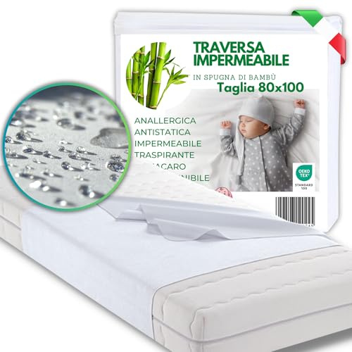 Traversa Impermeabile in Bambù Lavabile - 80 x 100 cm - Coprimaterasso Lettino Neonato