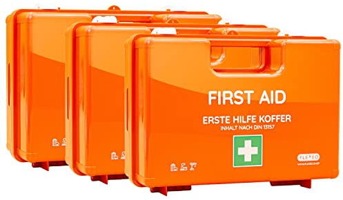 NEUE DIN 13157:2021 - Erste Hilfe Koffer inkl. Wandhalterung und Aufklebern - Verbandkasten - Kasten - Verbandskasten - Set - Betriebsverbandkasten - orange