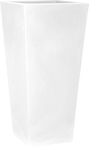 Tecnokit NICOLI Vase Hohe Eros, matt, 30 x 30 x 60 cm, aus Kunstharz, für Innen- und Außenbereich, elegante Blumenkaste, Farbe Asche (Weiß)