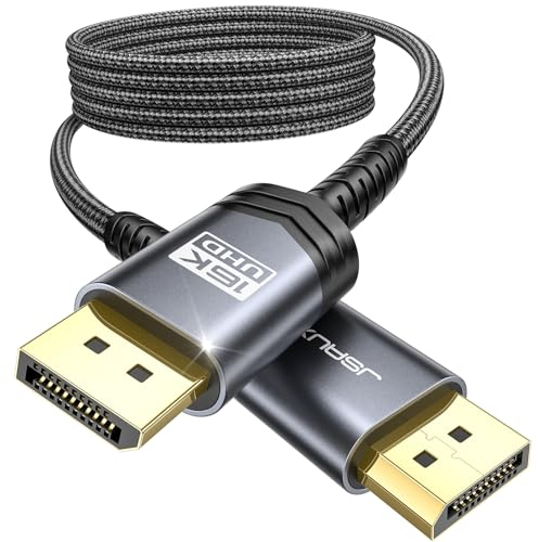 JSAUX Displayport Kabel 3m 2.1, Displayport Kabel 2.1/2.0 Unterstützung 16K@60Hz, 8K@120Hz, 4K@240Hz 80Gbps, Abwärtskompatibel mit DP1.4/DP1.2, DP Kabel 3m 2.1 kompatibel mit Monitor, Laptop, Grafik
