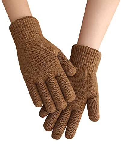 MJGkhiy Winterhandschuhe Damen Thermo Uni Thermische Strickhandschuhe Warme Touchscreen Laufhandschuhe Rutschfeste Laufhandschuhe Weiche Arbeitshandschuhe Für Outdoor-Aktivitäten, gelb,