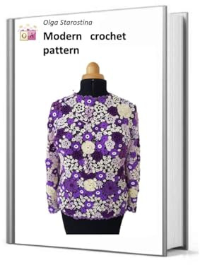 Crochet pullover pattern , irish crochet flower pattern . (Modern Irish Crochet Lace Pattern)