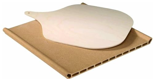 FIGEVIDA PIASTRA PIETRA IN TERRACOTTA REFRATTARIA + PALA + RICETTARIO PER PIZZA PANE E DOLCI COTTURA SU GAS FORNO BARBECUE E CAMINO 484000000276 35CM