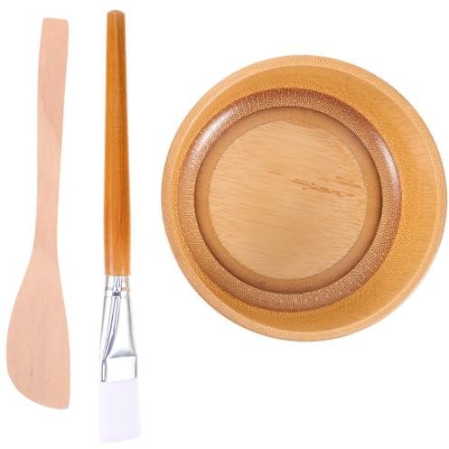 DOITOOL 1 Juego de tazón de máscara de madera cuidado de la piel máscaras cuencos de silicona para el cuidado facial tazón de máscara de belleza tazón de herramientas de máscara cosmética DIY Az
