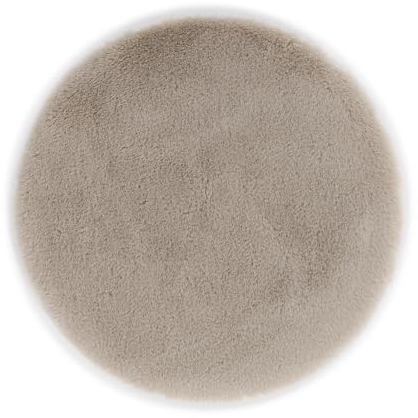 Alfombra de Piel sintética Alfombra de salón - Alfombra de Pelo Alto - Accesorio Piel de Cordero - Alfombra Decorativa Beige Redonda Ø 35 cm