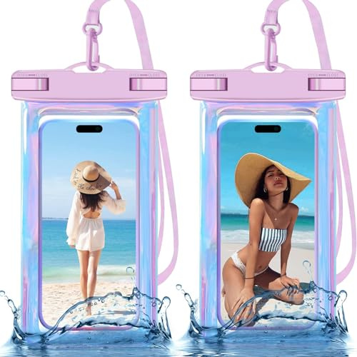 Up to 8.3 2 Pack Iridescence Universal Waterproof Phone Pouch, Large Phone Waterproof Case Dry Bag, Protection Level: IP68, Outdoor Sports for Apple iPhone,Samsung,and More, Iridescence 2 Pack