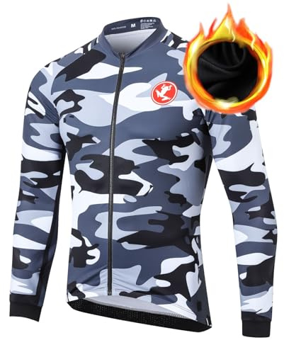 UGLY FROG Radtrikot Herren Langarm Herbst Winter Fleece Warm mit Taschen T-Shirt MTB Jersey Fahrradtrikot für Radsport Rennrad Sport für Außentemperatur 5-15°C