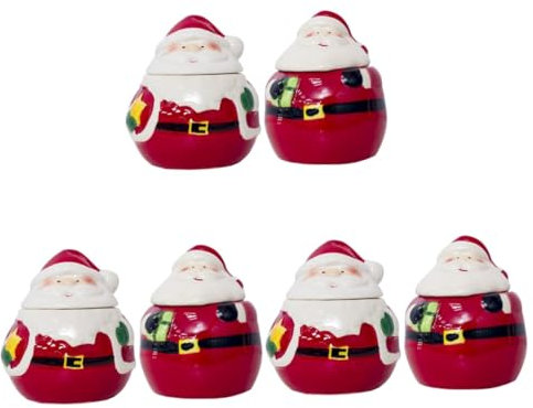 PRETYZOOM 6 Piezas De Condimentos De Navidad Adornos De Papá Noel Azucarero Con Tapa Contenedor De Condimentos Decoración De Cocina De Navidad Cajas Nido De Navidad Figura De Papá