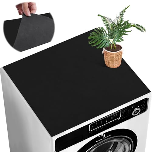 Nuyoah Waschmaschinenauflage Waschmaschinenbezug 60x60 cm Waschmaschinenabdeckung Staubschutz Rutschfest Waschmaschine Bezug Abdeckung Küchen Abwaschbar Zuschneidbare Schwarz