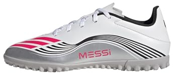 adidas Unisex F50 Messi Club Turf Football Boots, FTWR White/Lucid red/Silver met., 39 1/3 EU