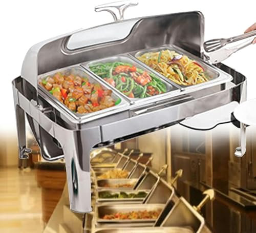 Chafing Dish de 13L, Servidores y Calentadores de Buffet de Acero Inoxidable Chafing Dish, Calentador de Alimentos eléctrico para Catering para Banquetes de Fiestas de Buffet, Ideal para Mantener la