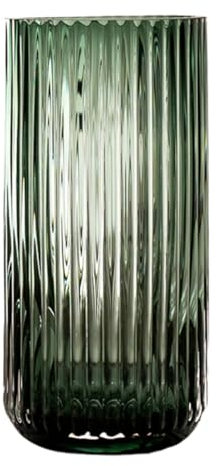 Cabilock Vase en Verre Pilier Rayé Vertical Vert Foncé Grosse Taille Pot De Fleurs Séchées Décoration Intérieure Style Nordique