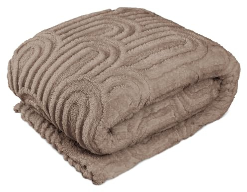 Couverture en Polaire 150x200 - Couverture Douillette Canapé, Motif en Arc 3D, Plaid Jeté de Canapé et Chaude pour Lit, Canapé, Chambre ou Bureau, Plaid Doux pour Toutes Les (Marron, 100x150 cm)
