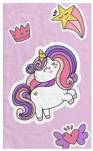 damaloo Kinderhandtuch 30x50 cm aus Baumwolle – Gästehandtuch mit Einhorn & Stern Motiv – Kleines Handtuch für Jungen & Mädchen – Händetuch oder Waschlappen für Kinder