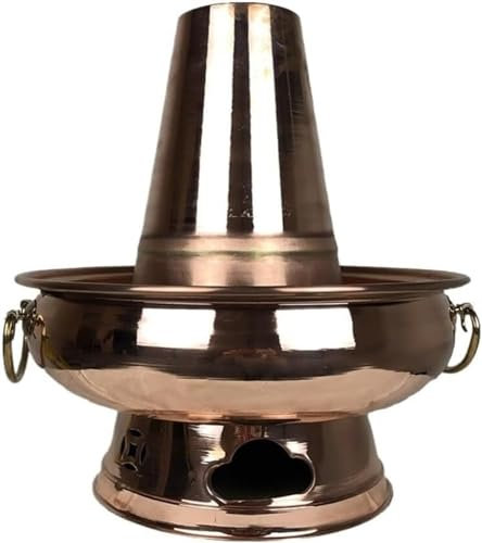 OWOHYG Pentola a Carbone per Cucinare Il Tradizionale Shabu Cinese in Stile Antico, in Rame, per Cucinare in casa, in Famiglia, con Utensili da Cucina (30 cm)