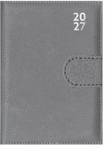 Terminplaner 2026, A7, Wochentag, pro Seite, kompakter grauer Kunstleder-Planer, leicht, tragbar, Taschen-Organizer, Handtasche, Schule, Reisetagebuch