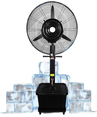 Ventilatore Industriale Lunga Distanza A 3 Velocità Ventilatore Nebulizzatore Commerciale Per Interni Ed Esterni Con Serbatoio Da 42L E Ruote Per Garage, Magazzino, Officina(55cm/21.6in)