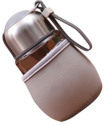 Transparente Glas Wasserflasche mit Pinguinbecher und Hülle | Tragbar für Sport und Zuhause, Geeignet für Saft, Essig, Milch oder Andere Getränke
