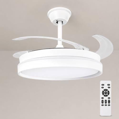 M mimotec - Ventilador de Techo Led White Plant, Temperatura de color regulable, Función Verano/Invierno, 6 velocidades, LM8848