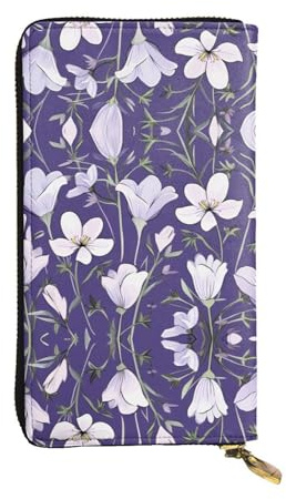 LLKGOT Rhododendron Illustration Pattern Women's leather long handheld wallet large capacity credit card zipper bag