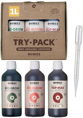Biobizz XXL Trypack Indoor Set für Indoor Grow mit Bio Bloom, Bio Grow und Top Max je 1L inklusive Messpipette