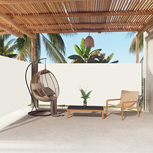 Tenda da sole laterale retrattile per patio, 160 x 600 cm, color crema, protezione dai raggi UV, per balcone e terrazza, avvolgibile automaticamente, frangivento da giardino