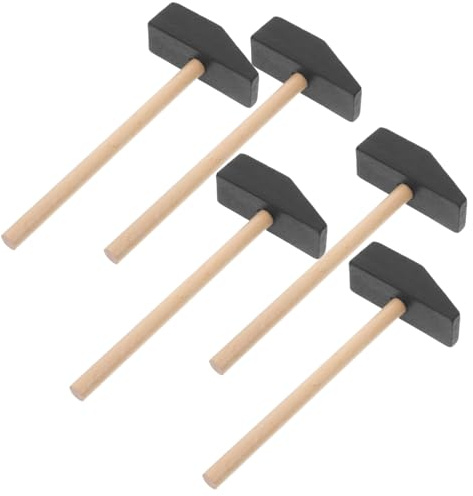HEALSOPTHY 5pcs Small Wooden Hammer Toy Boys and Girls DIY Building Blocks Handle for Boy Girl's Creative Play and Safety