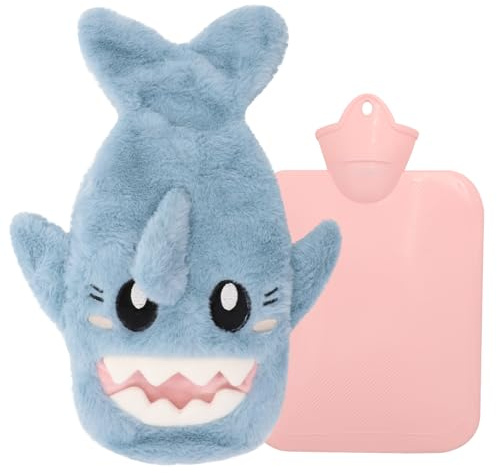 Borsa dell'acqua calda con rivestimento, 1 litro, morbida borsa dell'acqua calda, piccola con rivestimento soffice, per bambini e adulti, idea regalo per donne