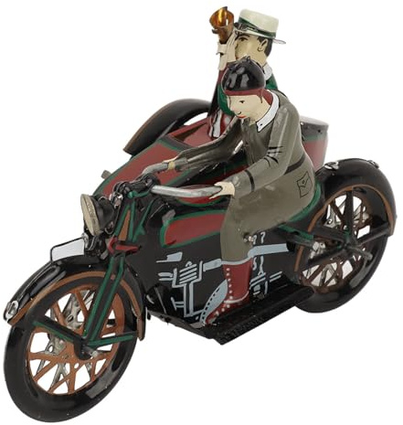Hamwesh Motorcycle Toy, Tinplate Motorcycles with Figure 3 Wheeled Wind Up Toy Vintage Collectible for Boys Girls