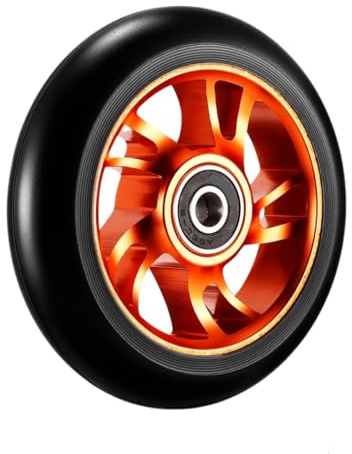 Stunt Scooter Reifen Ersatzteile Roller Räder 100mm Mit Aluminium Legierung Hub Spacer Bush High-Elastische PU Lager Skates Kick(1pcs Orange)