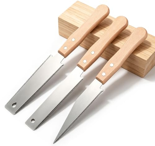 3 Pcs Japanese Pull Saw,Hand Saw,Double Edged Flush Cut Saw with Fine & Coarse Teeth, Woodworking Hand Saws for Precision Carpentry, DIY, Pruning and Trimming Projects