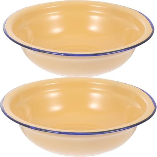 NUOBESTY Ciotole Smaltate Vintage 2 Pezzi da 22cm e 24cm, Bacinelle per Zuppa e Insalata in Smalto Sicuro, per Cucina e Conservazione Alimenti