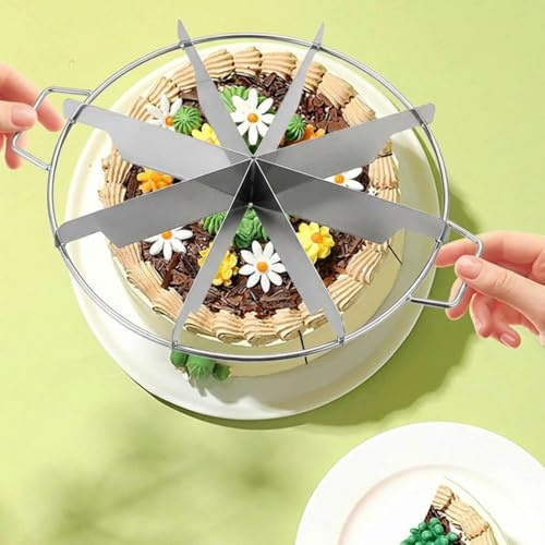 Pie Slicer Marker – 6/7/8-Piece Round Cake Divider for Even Slices | Stainless Steel Pizza Cutting Press Tool, Non-Stick Cheesecake Cutter with Side Handles for Precise and Equal Portions