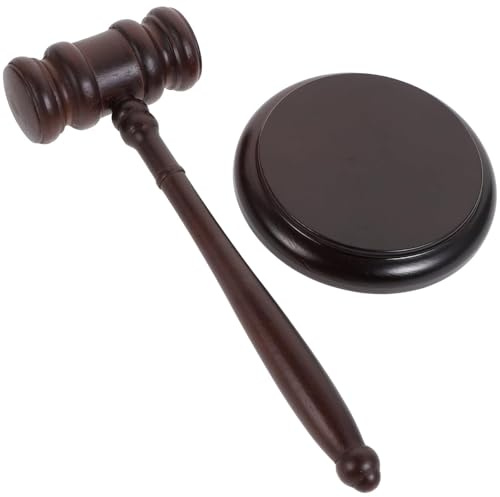 Martillo de juez de madera y bloque de sonido con Base, martillo de corte multifuncional for accesorios de escritorio de oficina de juego de rol de subasta Mazas de madera