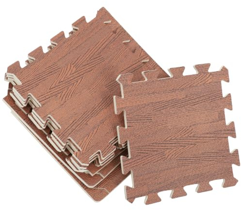 YARNOW Lot de 10 dalles de sol en mousse emboîtables imitation bois - Tapis de protection 30 x 30 cm pour sous-sol, salle de sport, chambre d'enfant et meubles - Isolation acoustique et