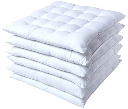 Homescapes 6er Set Stuhlkissen 40x40 cm weiß – Sitzkissen Outdoor/Indoor mit Baumwollbezug, Sitzpolster waschbar und Oeko-TEX-Zertifiziert für Esszimmer-, Küchen- & Gartenstühle