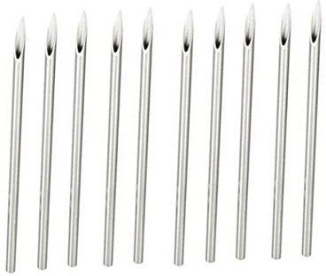 10PCS Silber Sicherheit Ohr Stahl Body Nase Lippe Nabel Piercing Nadel Pierce Werkzeug Tattoo Beauty Kit mit individuellen Paket mit