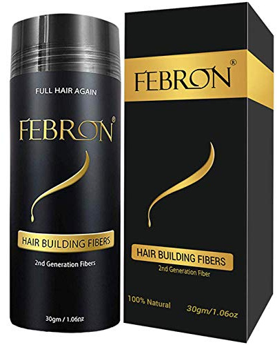 FEBRON Hair Fibers For Thinning Hair DARK BROWN For Women & Men Hair Loss Concealer Hair Powder Volumizing Based 100% Undetectable & Natural - Bald Spots Filler (30 Gram, Dark Brown)