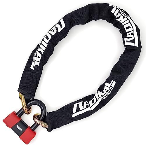 RADIKAL RK48150 Antifurto Moto Sicurezza Premium, Catena Antitaglio Cementata ø13.5 Omologata SRA, Lucchetto Mini U 18mm Doppio Bloccaggio Antiscasso, Catenaccio Garage Ancoraggio Scooter 150cm