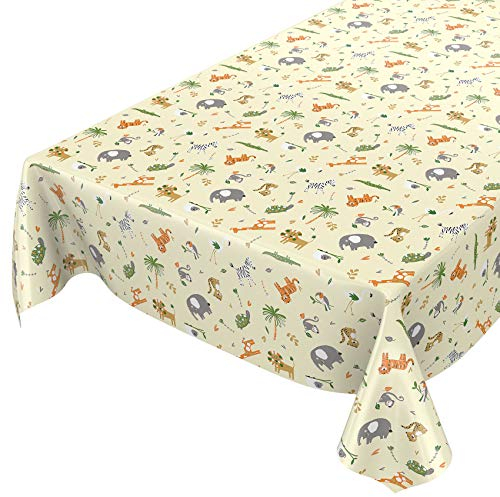 ANRO Tischdecke Wachstuch abwaschbar Wachstuchtischdecke Wachstischdecke Kinder Geburtstag Tiere Hellgrün 100x140cm