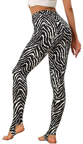 Allegra K Women's Leggings Striped Tights High Waist Elastic Waist Pants | High Waist,Thin Fabric,Full Length,Slim Fit,Elastic Waistband,Stirrup Leggings