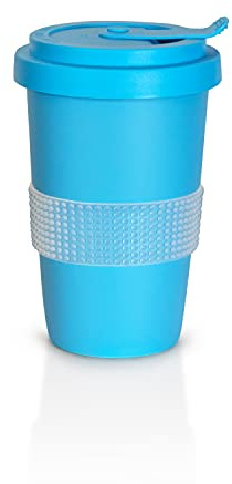 Mahlwerck Kaffeebecher to go, Porzellan Coffee-to-go Becher, mit Deckel, 400 ml, matt hellblau