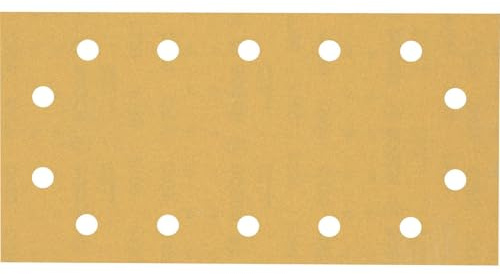 Bosch Professional 50x Carte abrasive Expert C470 con 14 fori (per Legno duro, Vernice su legno, 115x230 mm, Grana 180, accessorio Levigatrice orbitale)