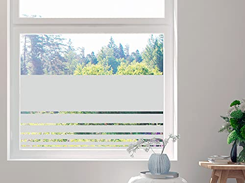 GRAZDesign Sichtschutzfolie Streifen Schmal und Breit, Fensterfolie Blickdicht, Sichtschutz, Glasdekorfolie lichtdurchlässig - 60x57cm / Silbergrau