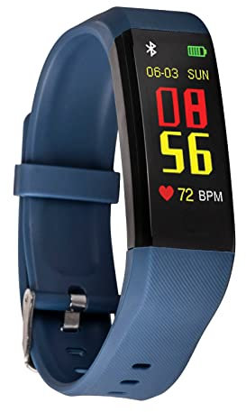 257 TWENTYFIVESEVEN - FT350 Fitness Tracker + 2 cinturini, nero e blu, Orologio Fitness, Cardiofrequenzimentro, Conteggio Calorie-Passi-Pressione, Bluetooth, iOs e Android, Resistente all'acqua IP54