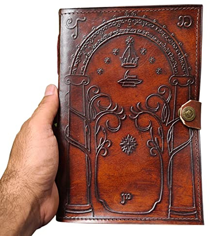 Braun Leder-Tagebuch, Türen von Durin, Tolkien Herr des Rings, geprägtes Tagebuch, Buch der Schatten